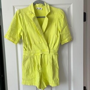 Day + Moon Neon Yellow Denim Romper S